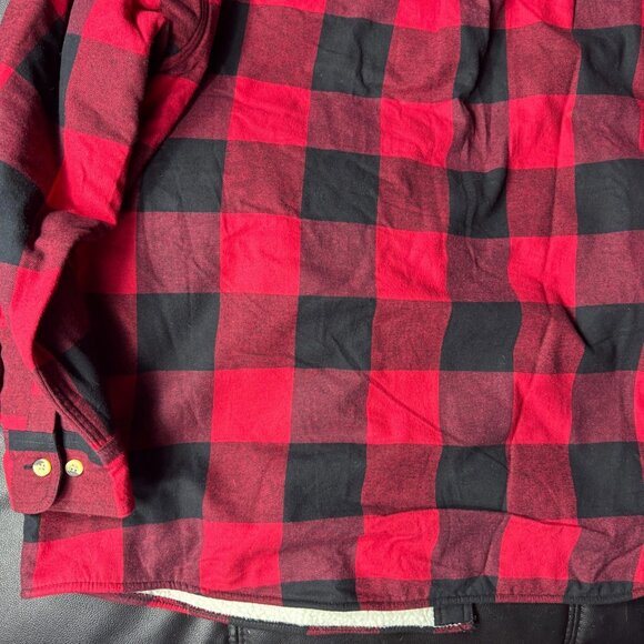 Red Head Men's Shirt Jacket Red Black Flannel Plaid Sherpa Lined Size 2XL - Picture 10 of 13